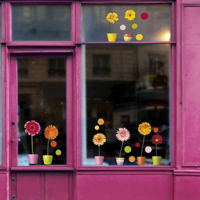 Αυτοκόλλητα Βινυλίου για Τζάμι Ango Gerberas 64003