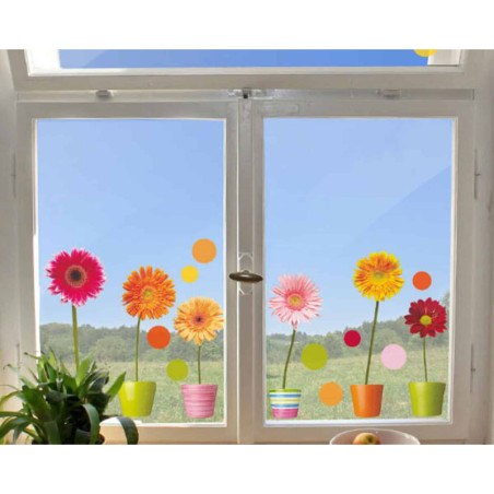 Αυτοκόλλητα Βινυλίου για Τζάμι Ango Gerberas 64003