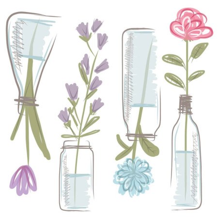 Αυτοκόλλητα Τοίχου Βινυλίου Ango Little Vases 54119