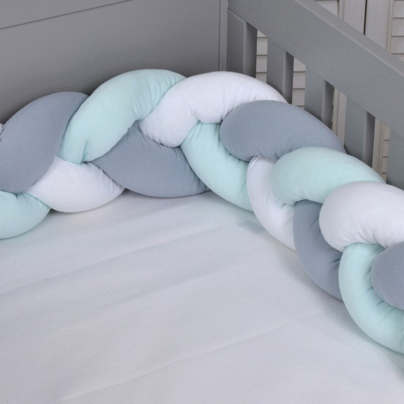 Πάντα Πλεξούδα Baby Oliver des. 3135 Λευκό-Μέντα-Γκρι 20x200