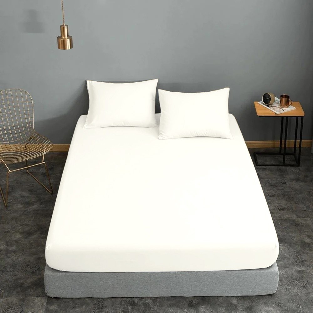 Σεντόνι Υπέρδιπλο με Λάστιχο ΚΟΜΒΟΣ Cotton Line White 170x200+22