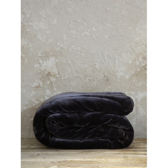 Κουβέρτα Βελουτέ King Size Nima Coperta Black 240x260