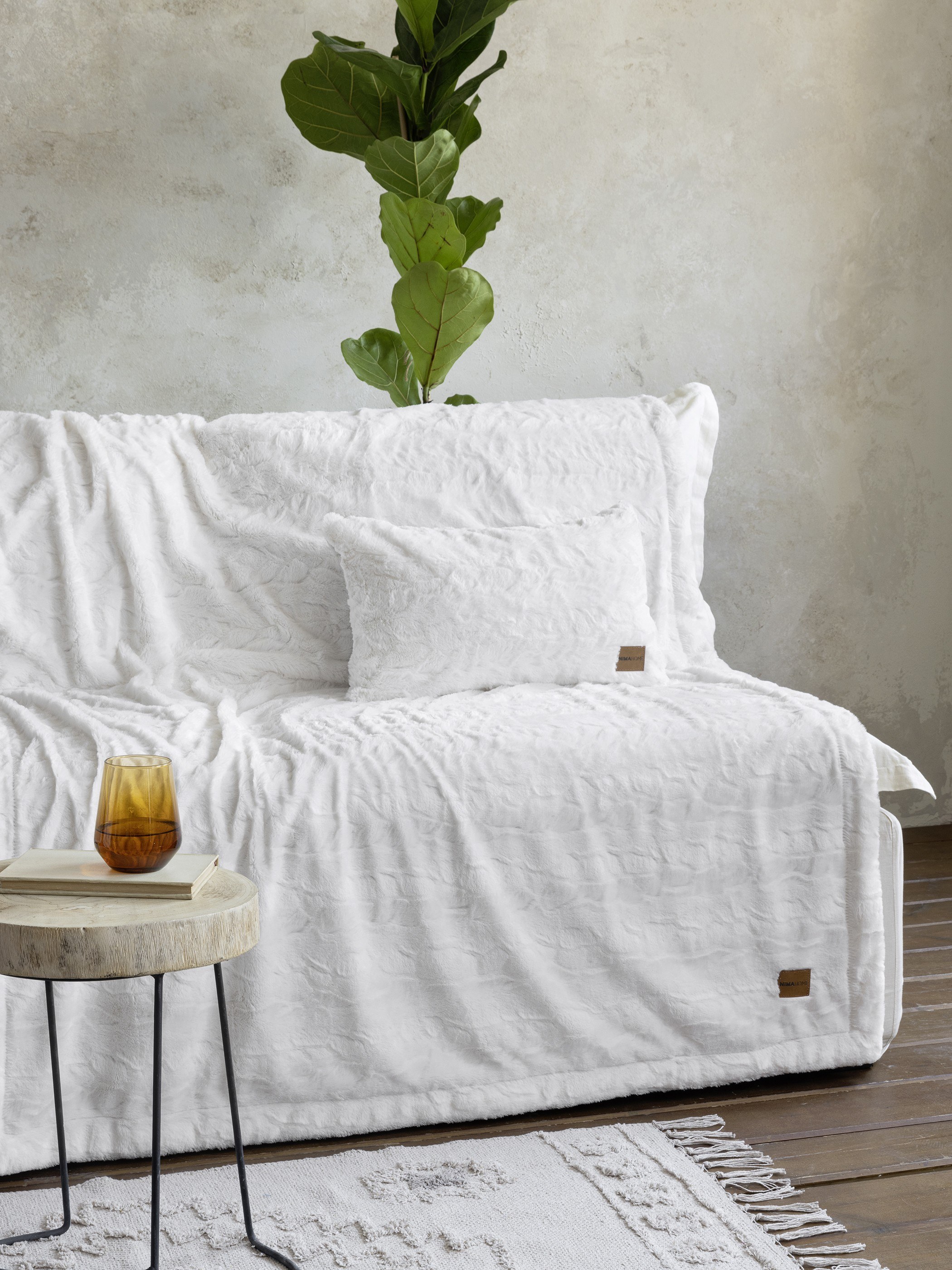 Κουβέρτα Καναπέ Nima Velure Cream 130x170