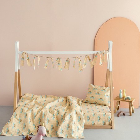 Σετ Παιδικά Σεντόνια Φανελένια Μονά με Λάστιχο 3 Τεμαχίων Palamaiki Floufi 102 110x200+32