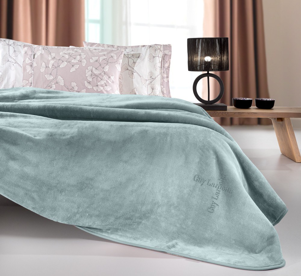 Κουβέρτα Βελουτέ Μονή Guy Laroche Logo Indigo 160x220