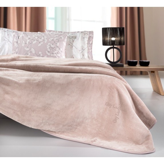 Κουβέρτα Βελουτέ Μονή Guy Laroche Logo Pudra 160x220