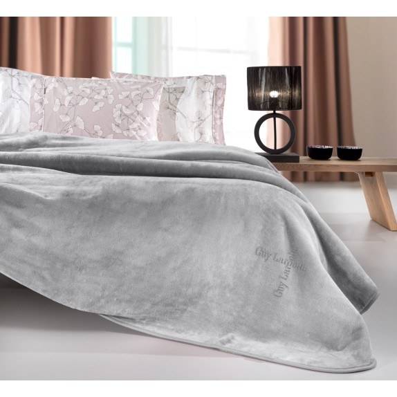 Κουβέρτα Βελουτέ Μονή Guy Laroche Logo Silver 160x220