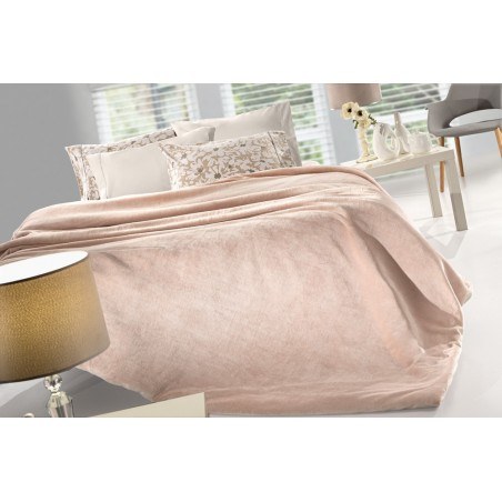 Σετ Κουβέρτα Fleece Μονή και Μαξιλαροθήκη Διακόσμησης Guy Laroche Velvet Pudra 160x240