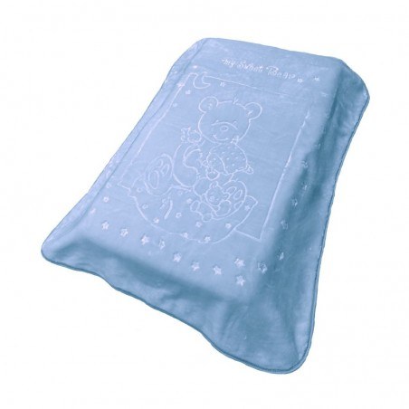 Κουβέρτα Βελουτέ Κούνιας Dimcol Sweet Bear 11 Baby Blue 110x140