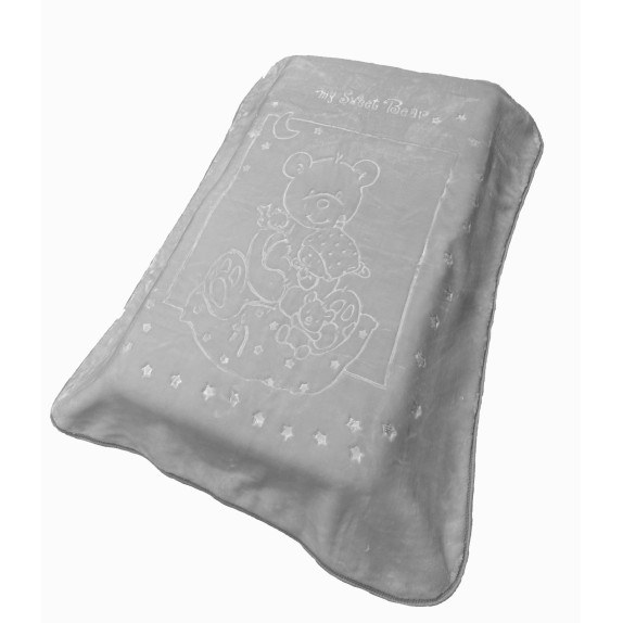 Κουβέρτα Βελουτέ Κούνιας Dimcol Sweet Bear 13 Light Grey...