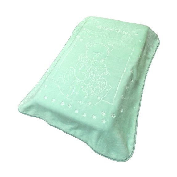 Κουβέρτα Βελουτέ Κούνιας Dimcol Sweet Bear 15 Mint 110x140