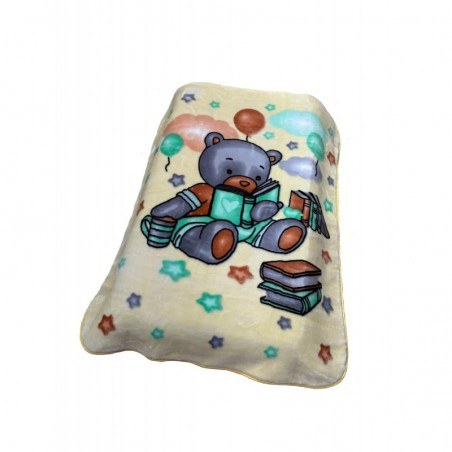 Κουβέρτα Βελουτέ Κούνιας Dimcol Studying Bear 39 Ecru-Light Yellow 110x140
