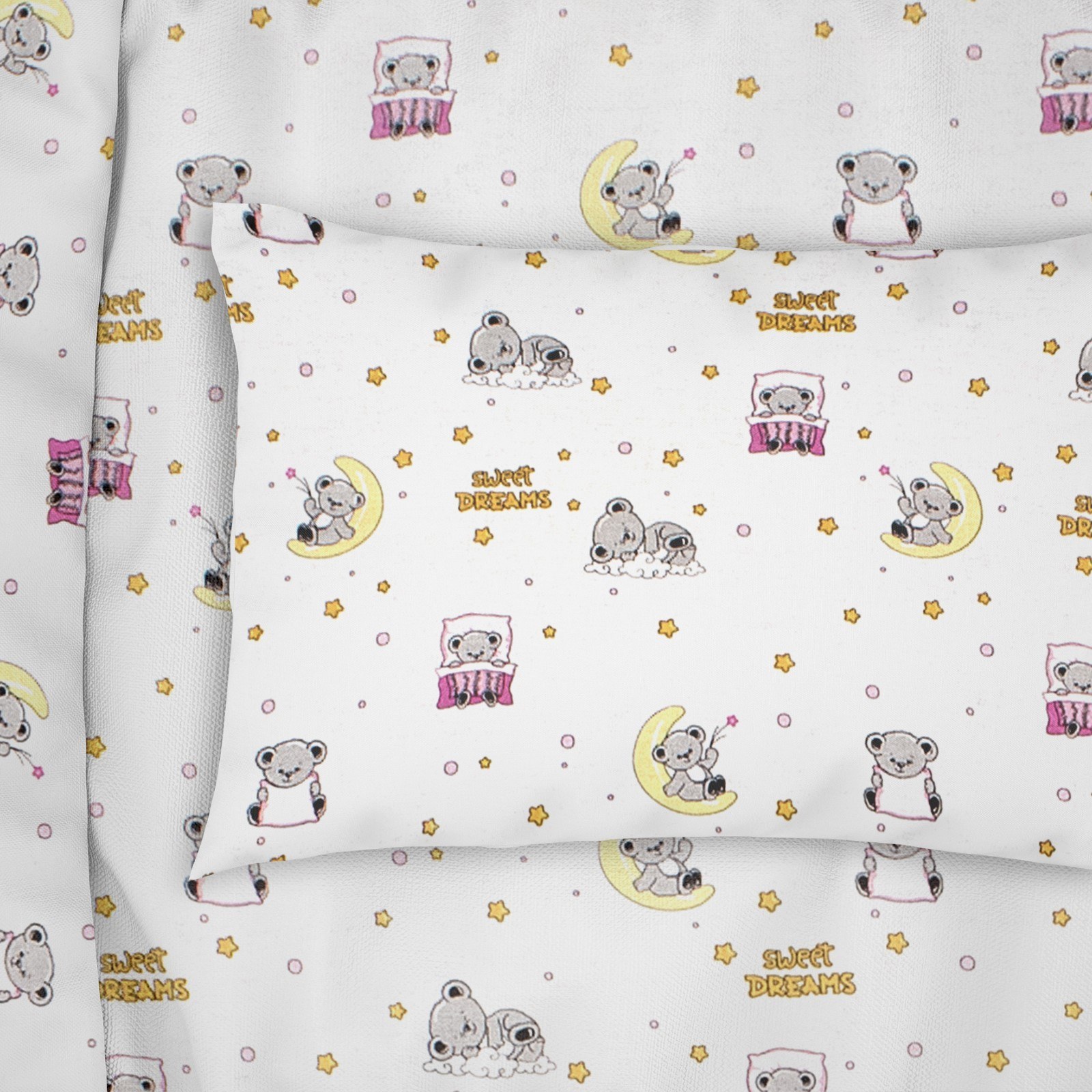 Βρεφική Μαξιλαροθήκη Dimcol Sweet Dreams 553 White-Pink 35x45
