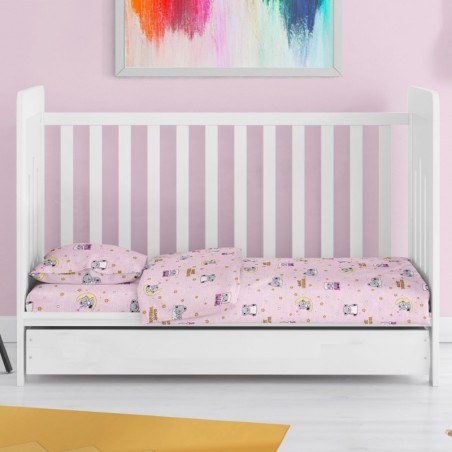 Σετ Σεντόνια Κούνιας 3 Τεμαχίων Dimcol Sweet Dreams 550 Pink 120x160