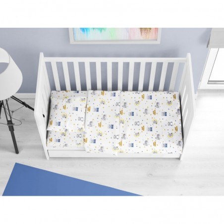 Σετ Σεντόνια Κούνιας 3 Τεμαχίων Dimcol Sweet Dreams 554 White-Sky Blue 120x160