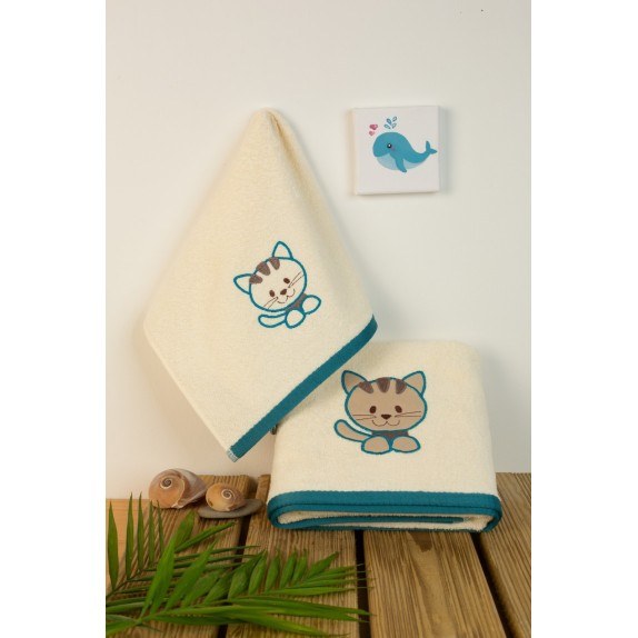 Σετ Βρεφικές Πετσέτες 2 Τεμαχίων Dimcol Kitty 138 Εκρού...