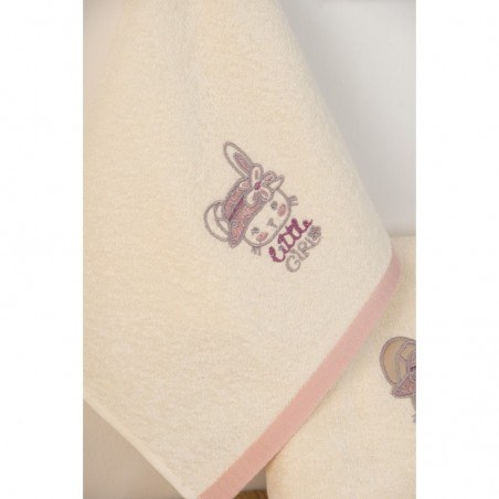 Σετ Βρεφικές Πετσέτες 2 Τεμαχίων Dimcol Rabbit Girl 148 Εκρού 30x50 και 70x140