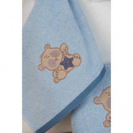 Σετ Βρεφικές Πετσέτες 2 Τεμαχίων Dimcol Star Bear 151 Σιέλ 30x50 και 70x140