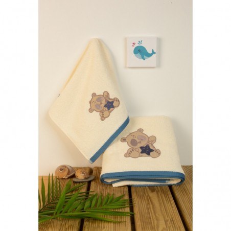 Σετ Βρεφικές Πετσέτες 2 Τεμαχίων Dimcol Star Bear 153 Εκρού 30x50 και 70x140