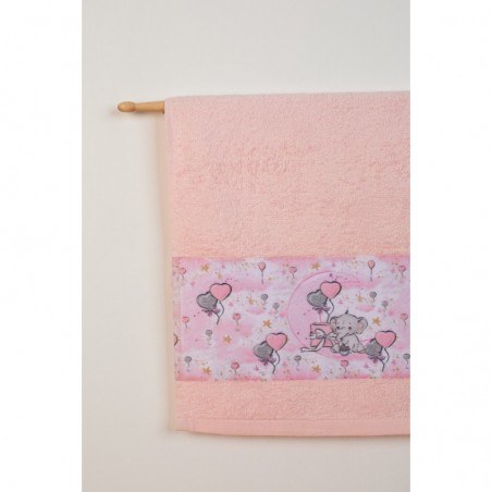 Σετ Βρεφικές Πετσέτες 2 Τεμαχίων Dimcol Elephant 27 Ροζ 30x50 και 70x140