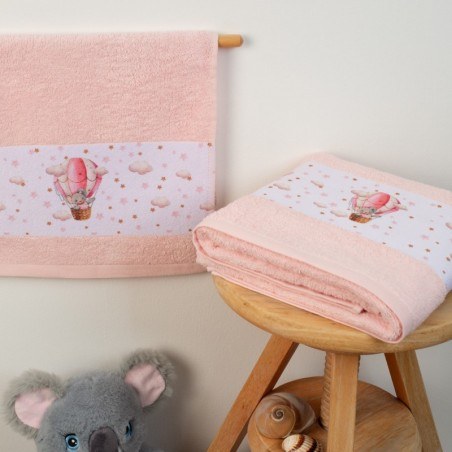 Σετ Βρεφικές Πετσέτες 2 Τεμαχίων Dimcol Into the Sky 68 Ροζ 30x50 και 70x140