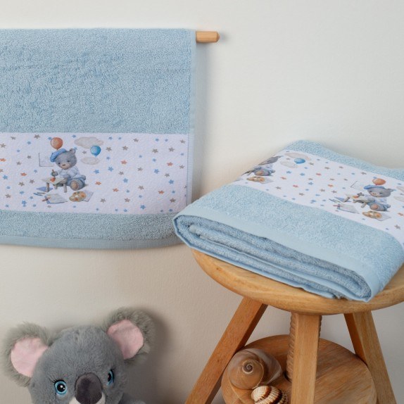 Σετ Βρεφικές Πετσέτες 2 Τεμαχίων Dimcol Painter 131 Σιέλ...