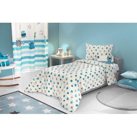 Σετ Παιδικά Σεντόνια Μονά 3 Τεμαχίων Saint Clair Monsters Blue 165x250