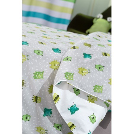 Σετ Παιδικά Σεντόνια Μονά 3 Τεμαχίων Saint Clair Monsters Lime 165x250