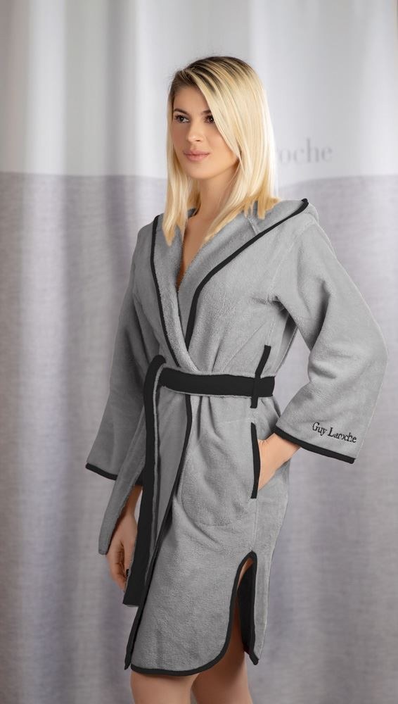 Guy Laroche Μπουρνούζι New Comfy Smoke Medium με Κουκούλα