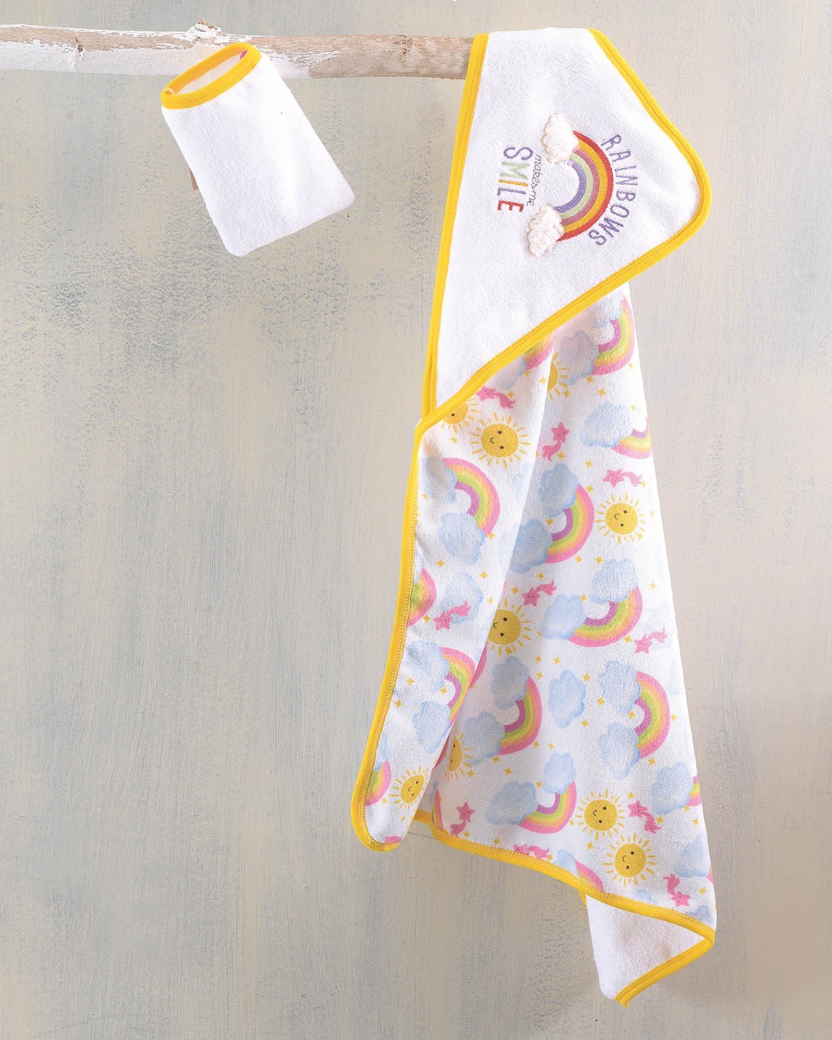 YELLOW RAINBOW - ΣΕΤ ΚΑΠΑ-ΓΑΝΤΑΚΙ ΒΡΕΦΙΚΗ ΣΕ ΣΑΚΟΥΛΑ