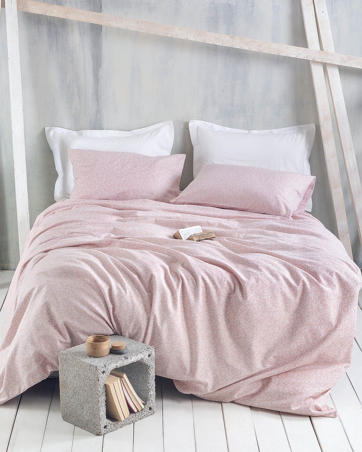 MELROSE ΡΟΖ - ΣΕΤ ΣΕΝΤΟΝΙΑ ΦΑΝΕΛΕΝΙΑ ΥΠΕΡΔΙΠΛΟ ΜΕ ΛΑΣΤΙΧΟ (230X260 - 165X205+25)