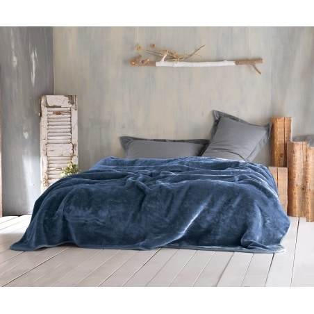 VELOUR ΜΠΛΕ - ΚΟΥΒΕΡΤΑ ΒΕΛΟΥΤΕ ΗΜΙΔΙΠΛΟ (160Χ220)