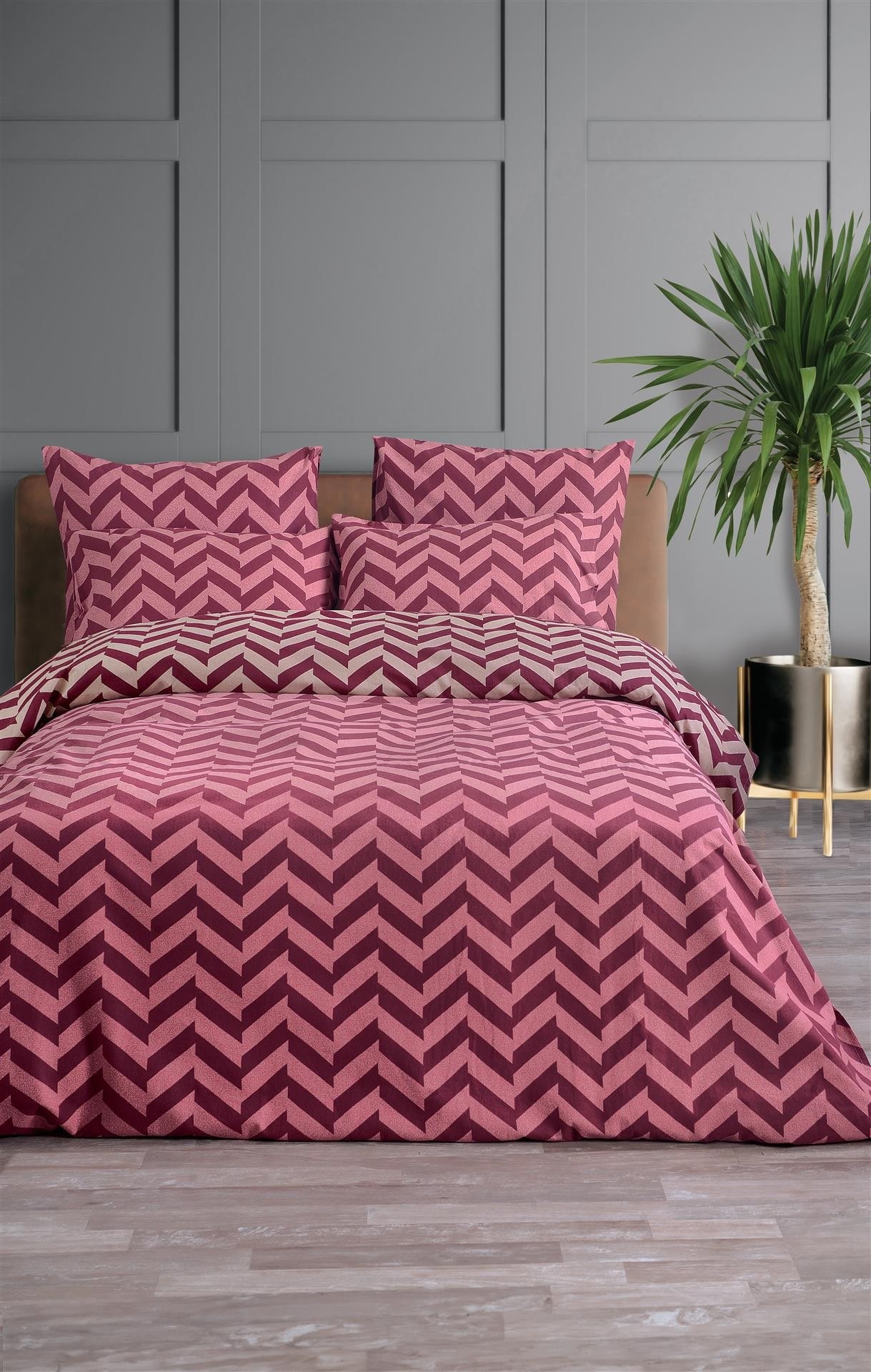 Σετ Σεντόνια Φανελένια Μονά 3 Τεμαχίων Makis Tselios Zic Zac Red 170x270