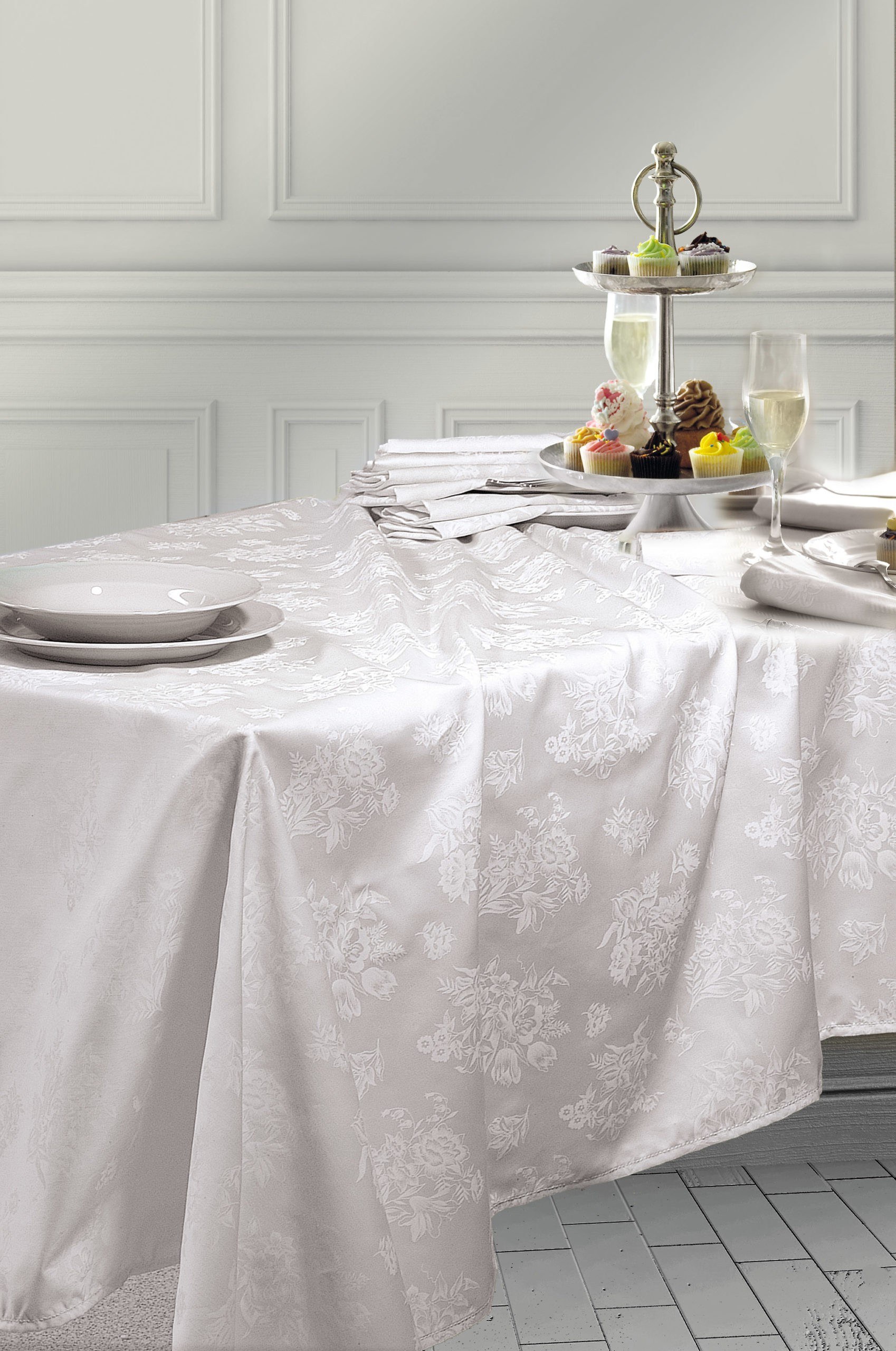 JASMINE - TΡΑΠΕΖΟΜΑΝΗΛΟ ΣΑΤΕΝ ΖΑΚΑΡ ΛΕΥΚΟ 140X220