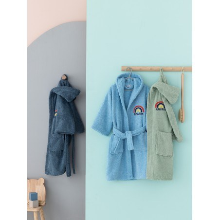 Μπουρνούζι Με Κουκούλα Kids Bath Super Dude Ciel 6-8