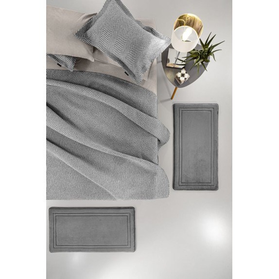 Σετ 2τμχ - Χαλάκια Κρεβατοκάμαρας Softy Charcoal
