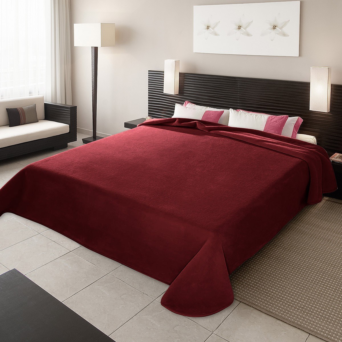 Κουβέρτα Ισπανίας Μονη 160X220 Belpla Ster Plain Granat