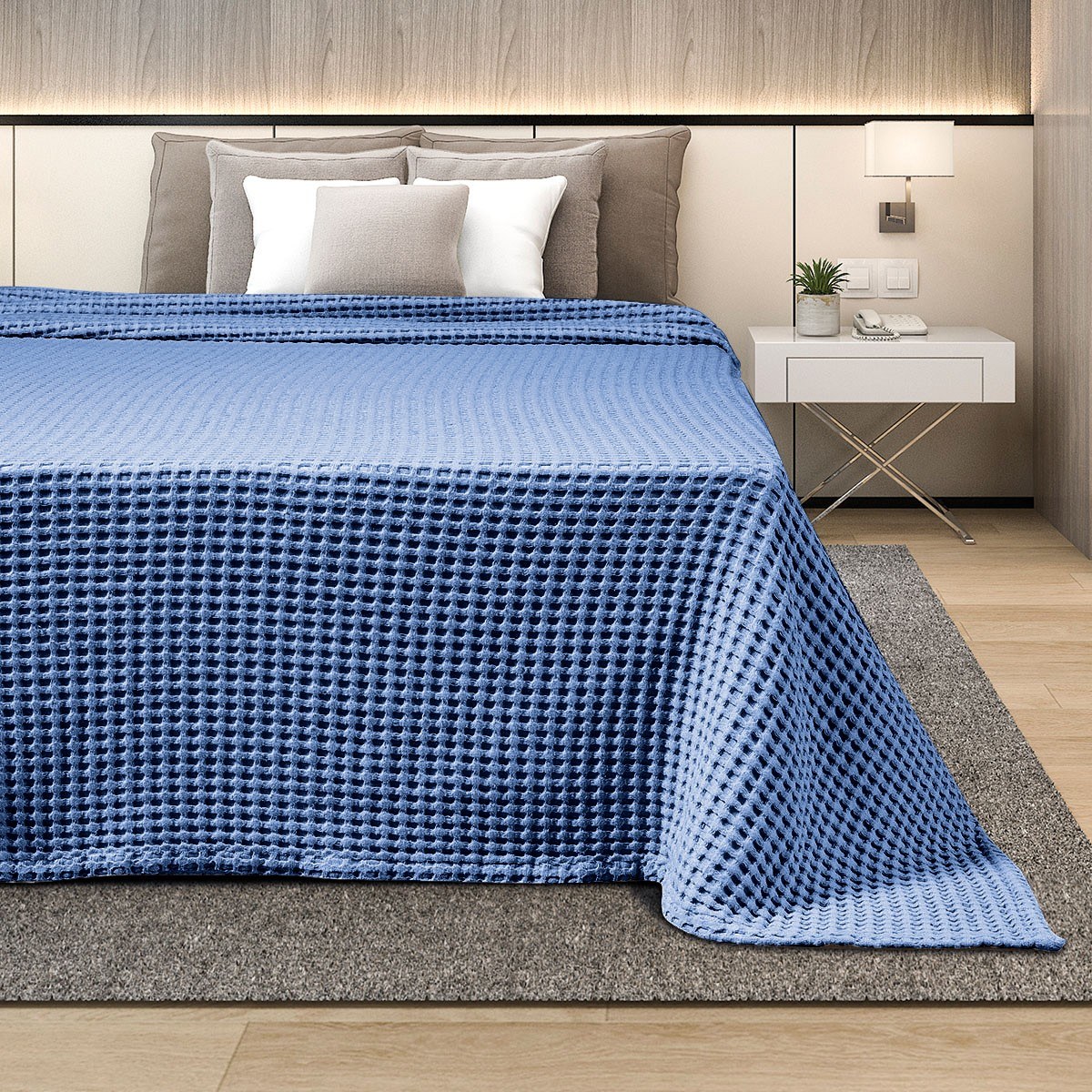 Κουβέρτα Πικε Υπερδιπλη 220X240 Adam Home Blue