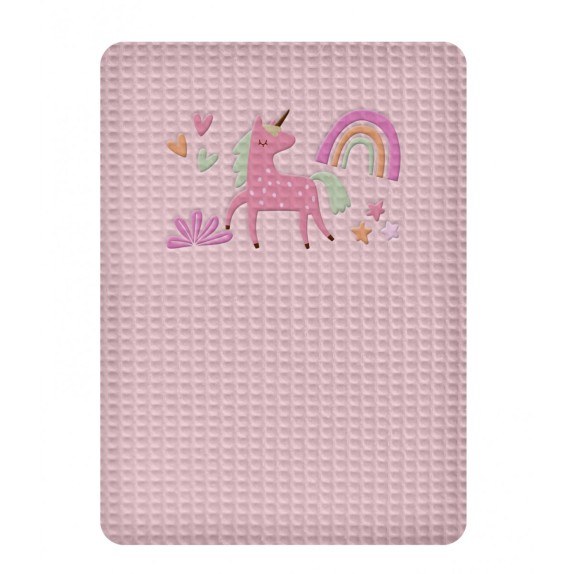 Κουβέρτα Πικε Κουνιας 110X140 Adam Home Unicorn Pink