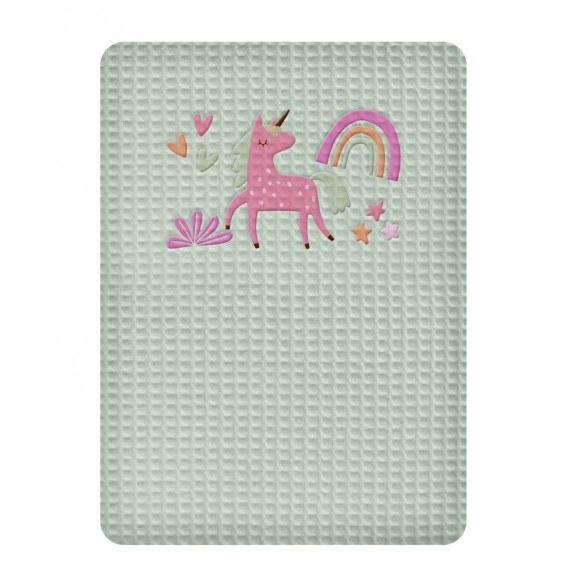 Κουβέρτα Πικε Κουνιας 110X140 Adam Home Unicorn Green