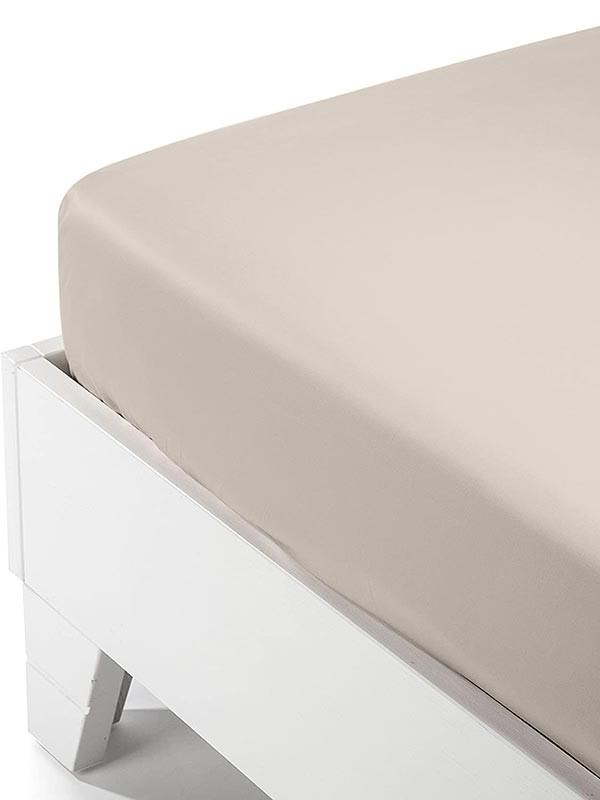 Κατωσέντονο Υπέρδιπλο Sunshine Home Satin με λάστιχο Beige 160x200+35