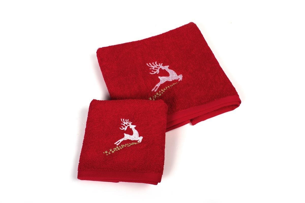 Dimcol - ΣΗΜΑΝΤΙΚΟ: Σε περίπτωση διαφοράς τιμής από το κατάστημα ισχύει παντα και μόνο η τιμή του καταστήματος Χριστουγεννιάτικο Σετ Πετσέτες 2 τεμ Dimcol Rudolph Κόκ