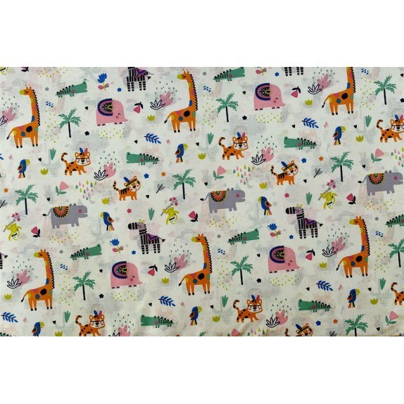 Σεντόνι Λίκνου Dimcol Zoo 556 80X110 White-Multi 100% Cotton