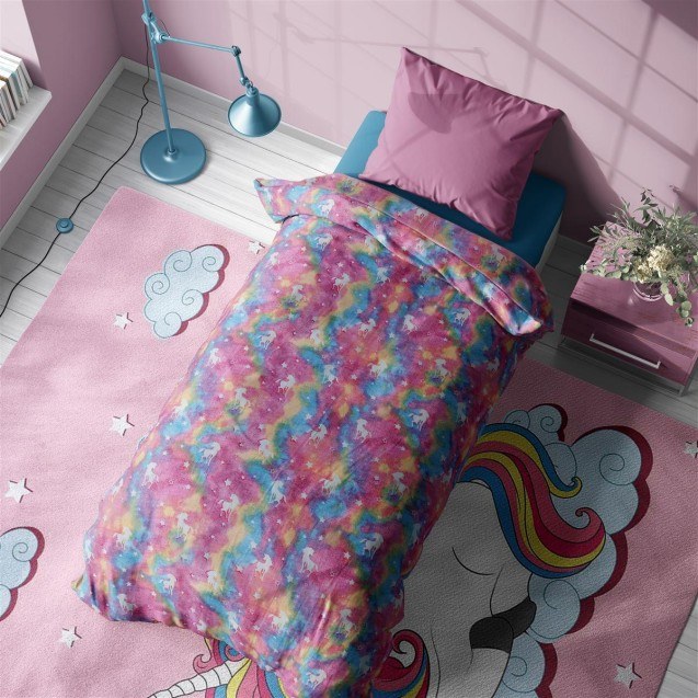 Κουβέρτα Fleece φωσφοριζέ Dimcol Unicorn 160X220