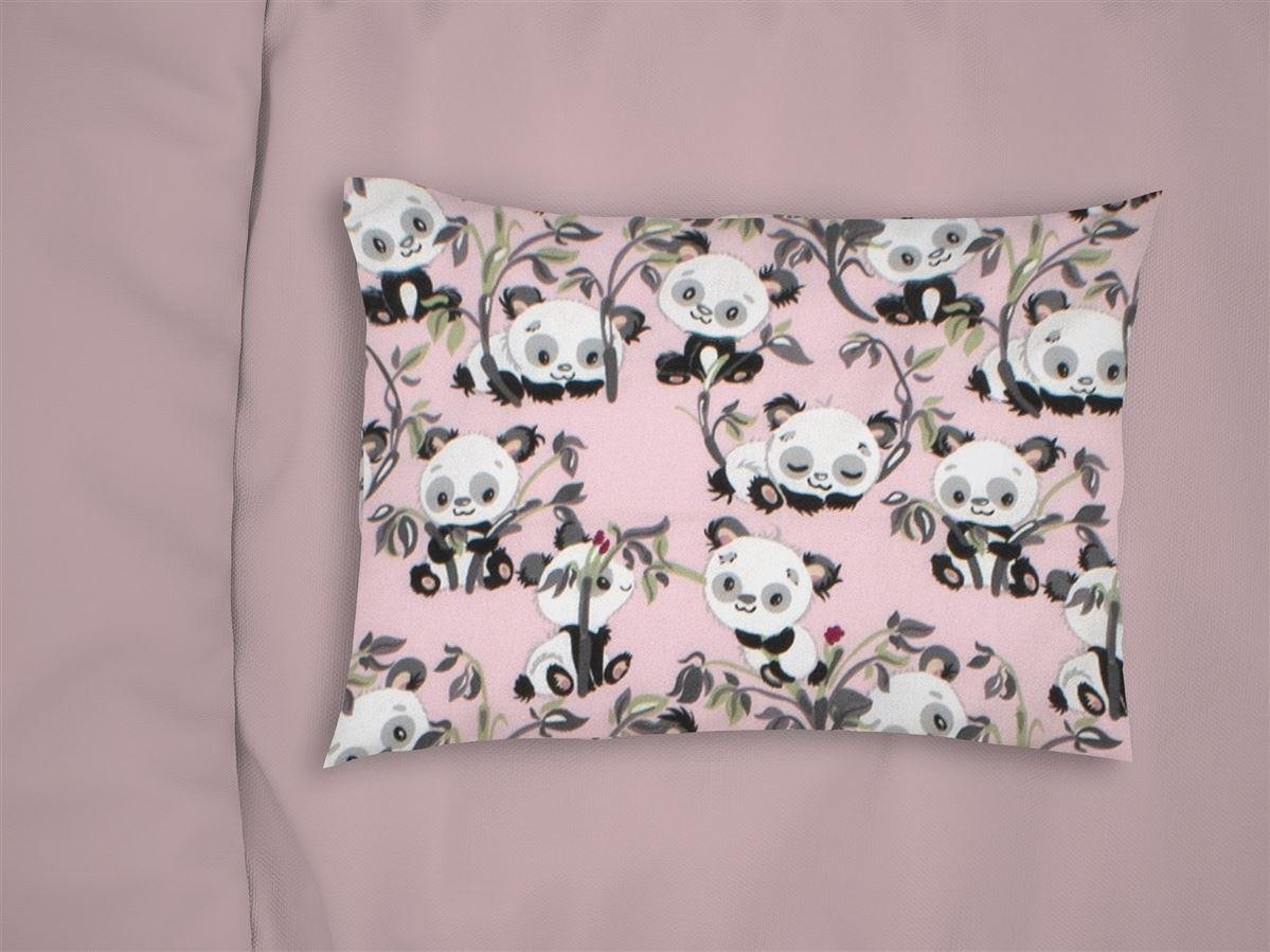 Dimcol Βρεφική Μαξιλαροθήκη Φανελένια Dimcol Panda Bear 97 35X45 Pink