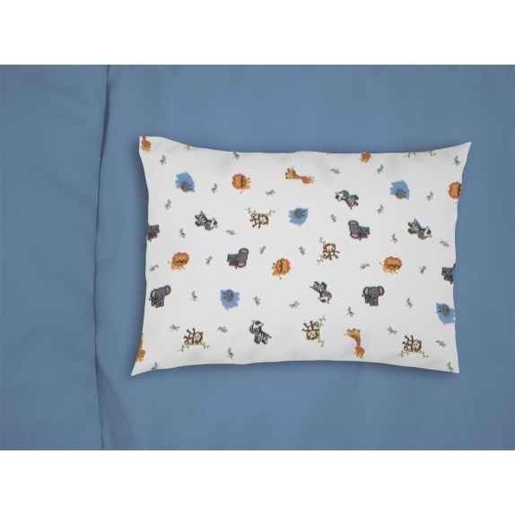 Παιδική Μαξιλαροθήκη Φανελένια Dimcol Zoo 29 50X70 White...
