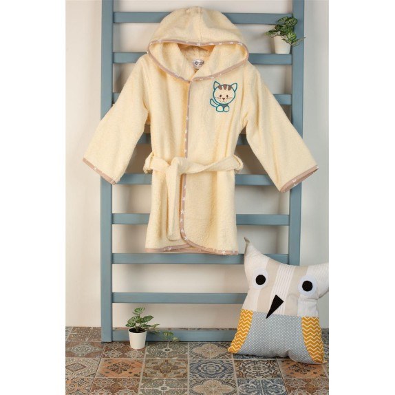 Μπουρνουζι Με Κέντημα Bebe Kitty 138 Size:02 Εκρού