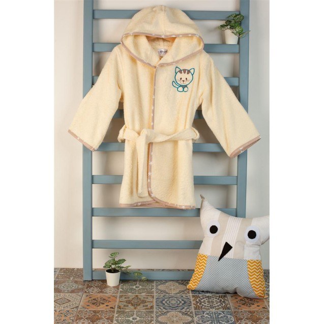 Μπουρνουζι Με Κέντημα Bebe Kitty 138 Size:04 Εκρού