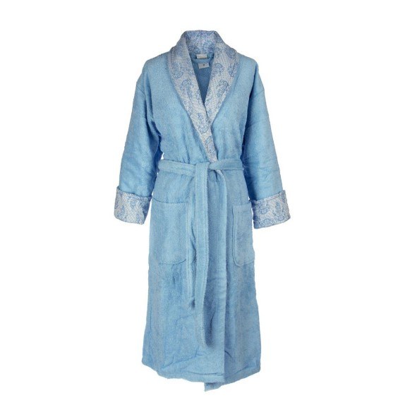 Μπουρνούζι Dimcol Xl Με Γιακά Ζακάρ Φάσα 450 Gsm 01 Sky Blue