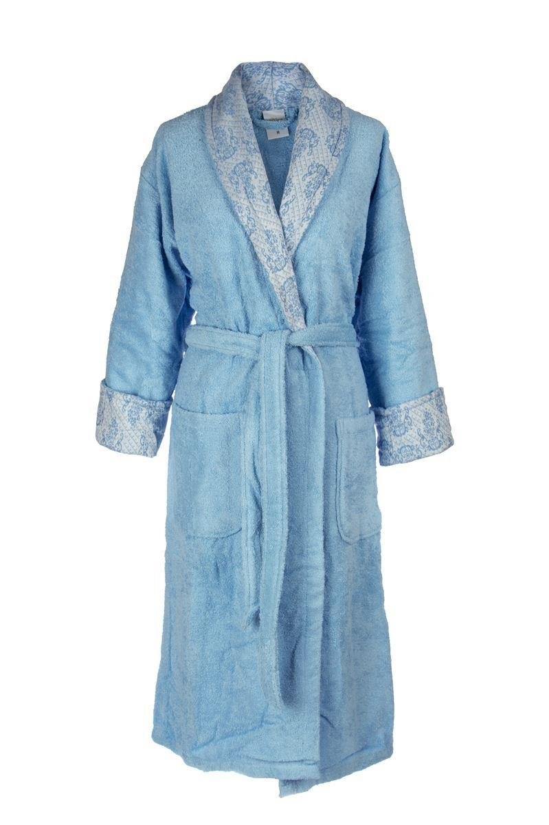 Μπουρνούζι Dimcol Xl Με Γιακά Ζακάρ Φάσα 450 Gsm 01 Sky Blue